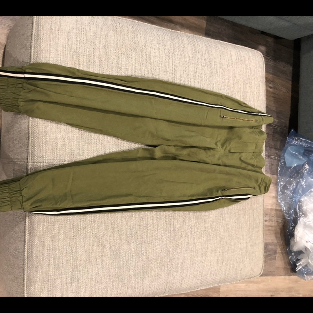 Tracy Reese for Anthropologie Olive Green Track Joggers with Side Stripe